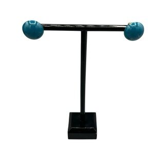 Vintage 80s Teal Blue Dome Stud Earrings